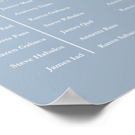 Dusty Blue Table Plan Wedding Seating Chart Poster (Hoek)