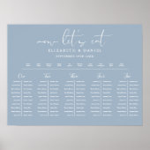 Dusty Blue Table Plan Wedding Seating Chart Poster (Voorkant)