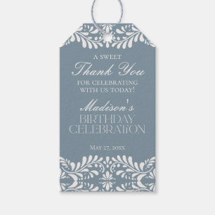 Dusty Blue Talavera Fiesta Verjaardagsfeestje Favo Cadeaulabel