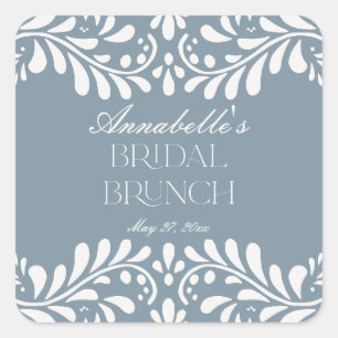 Dusty Blue Talavera Spaanse Fiesta Bruids Brunch Vierkante Sticker