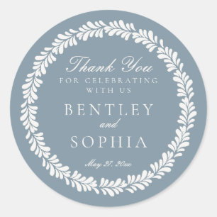 Dusty Blue Talavera Spaanse Fiesta Wedding Favorie Ronde Sticker
