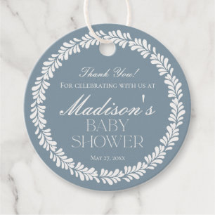 Dusty Blue Talavera Spanish Fiesta Boy Baby shower Bedankjes Labels