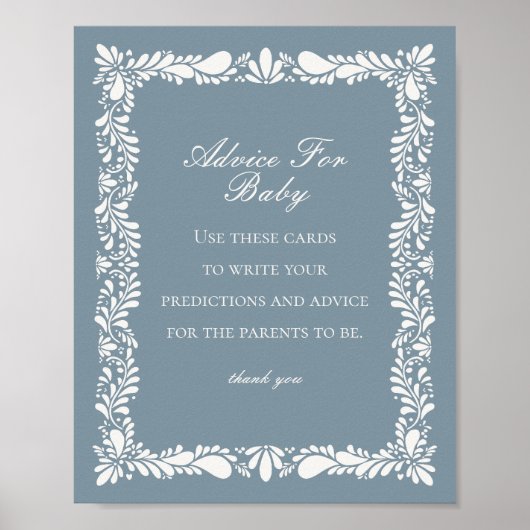 Dusty Blue Talavera Tegel Advies voor Baby Game Poster (Voorkant)