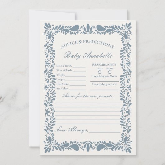 Dusty Blue Talavera Tegel Advies voor Baby Kaart (Voorkant)