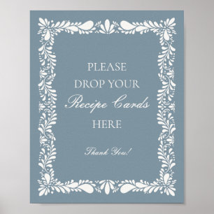 Dusty Blue Talavera Tegel Deel een Recept Bruids Poster