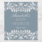 Dusty Blue Talavera Tegel Fiesta Boy Baby shower Wijn Etiket (Enkel label)