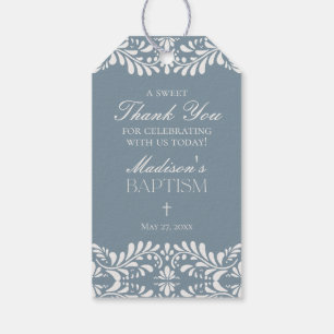 Dusty Blue Talavera Tegel Fiesta doopgunsten Cadeaulabel