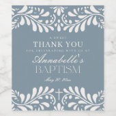 Dusty Blue Talavera Tegel Fiesta Jongensdoop Wijn Etiket (Enkel label)