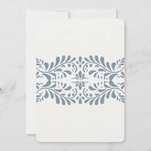 Dusty Blue Talavera Tegel Fiesta Save the Date Kaart (Achterkant)