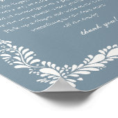 Dusty Blue Talavera Tegel Luier Gedachten Douche Poster (Hoek)