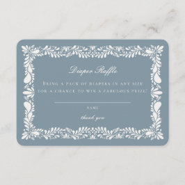 Dusty Blue Talavera Tegel Luier Raffle Insert Informatiekaartje