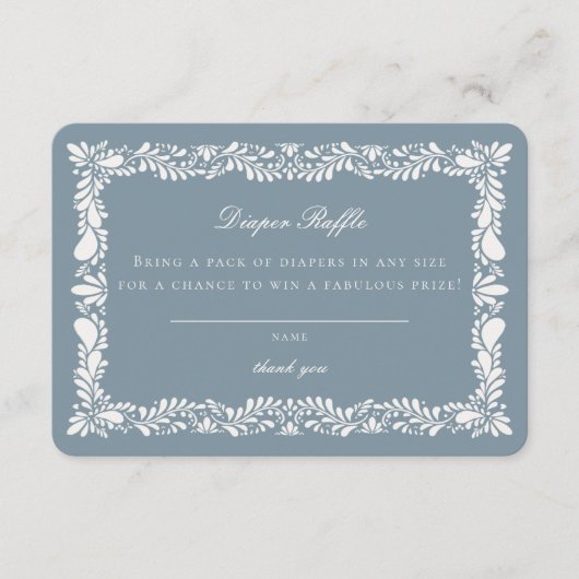 Dusty Blue Talavera Tegel Luier Raffle Insert Informatiekaartje (Voorkant)