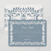 Dusty Blue Talavera Tegel Luier Raffle Insert Informatiekaartje (Voorkant / Achterkant)