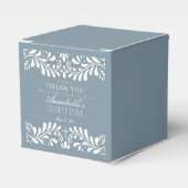 Dusty Blue Talavera Tegel Style Fiesta Doop Bedankdoosjes (Voorkant Zijde)