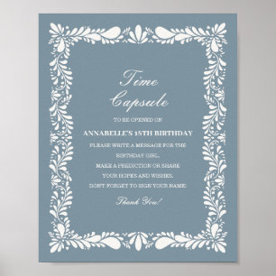 Dusty Blue Talavera Time Capsule Verjaardagsspel Poster