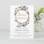 Dusty Blue Taupe Floral Bridal Shower Kaart (Staand voorkant)