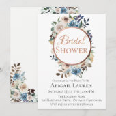 Dusty Blue Taupe Floral Bridal Shower Kaart (Voorkant / Achterkant)