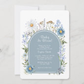 Dusty Blue Tea Party Baby in Bloom Baby shower Kaart (Voorkant)