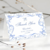 Dusty Blue Teddy Bear Baby shower Bedankt Card