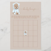 Dusty Blue Teddy Bear Baby shower Bingo Flyer (Voorkant)