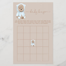 Dusty Blue Teddy Bear Baby shower Bingo Flyer