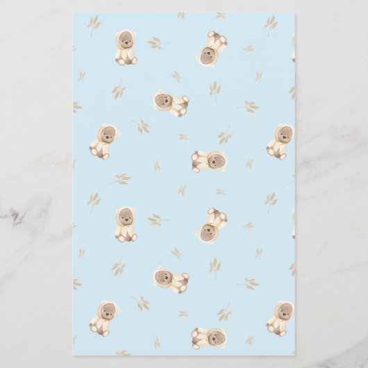 Dusty Blue Teddy Bear Baby shower Bingo Flyer (Achterkant)