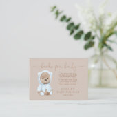 Dusty Blue Teddy Bear Baby shower Book Request Req Informatiekaartje (Staand voorkant)