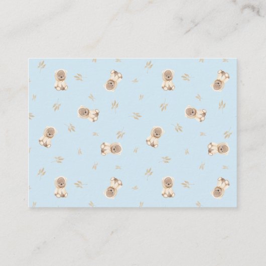 Dusty Blue Teddy Bear Baby shower Book Request Req Informatiekaartje (Achterkant)