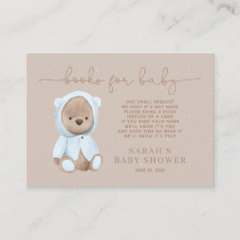 Dusty Blue Teddy Bear Baby shower Book Request Req Informatiekaartje