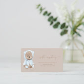Dusty Blue Teddy Bear Baby shower Gift Registry Visitekaartje (Staand voorkant)