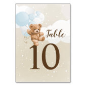 Dusty Blue Teddy Bear Balloon Baby Shower Kaart (Achterkant)