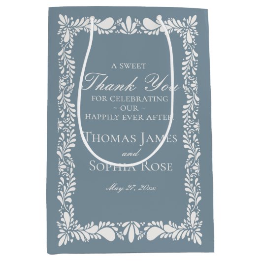 Dusty Blue Tegel Talavera Fiesta Wedding Favors Medium Cadeauzakje (Voorkant)