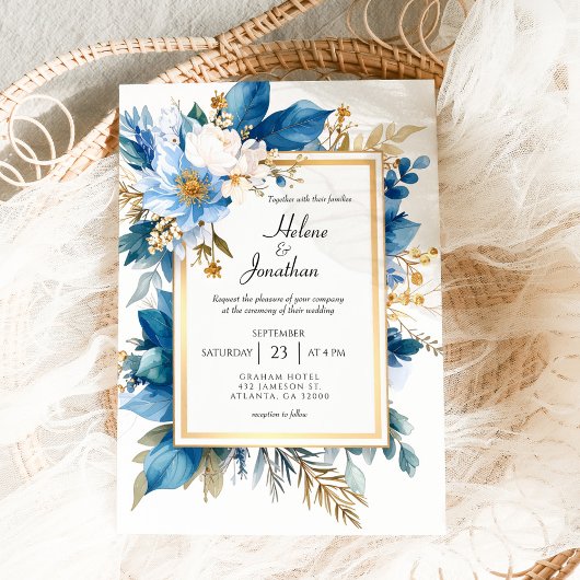 Dusty Blue Terracotta Boho Chic Elegant Wedding Kaart