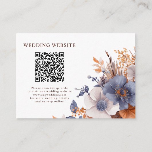 Dusty Blue Terracotta Boho Elegante bruiloft Detai Informatiekaartje (Voorkant)