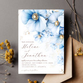 Dusty Blue Terracotta Floral Elegant Huwelijk Kaart