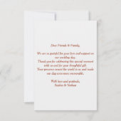 Dusty Blue & Terracotta Floral Wedding Dank u Bedankkaart (Achterkant)