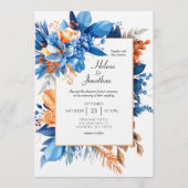 Dusty Blue Terracotta Rust Boho Elegant Wedding Kaart (Voorkant)