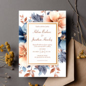 Dusty Blue Terracotta Waterverf Elegant Huwelijk Kaart