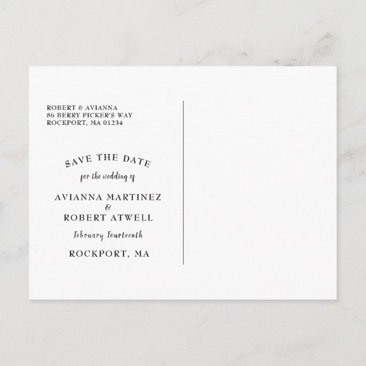 Dusty Blue Text en Photo Save the Date Announeme Aankondigingskaart (Achterkant)