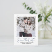 Dusty Blue Text en Photo Save the Date Announeme Aankondigingskaart (Staand voorkant)