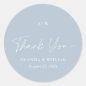 Dusty Blue Thank You Wedding Sticker (Voorkant)