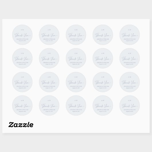 Dusty Blue Thank You Wedding Sticker (Vel)