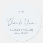 Dusty Blue Thank You Wedding Sticker (Voorkant)