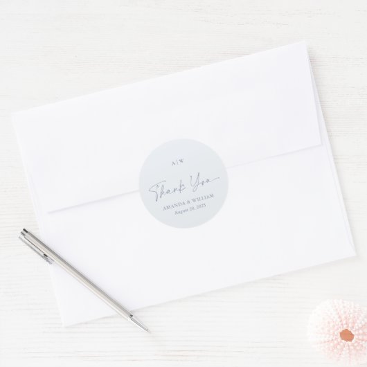 Dusty Blue Thank You Wedding Sticker (Envelop)