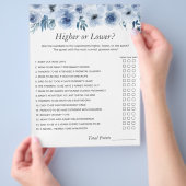 Dusty Blue the Number Challenge Baby shower Game Flyer (Hand)