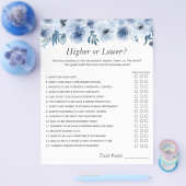 Dusty Blue the Number Challenge Baby shower Game Flyer (Enkel)
