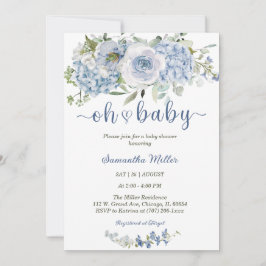 Dusty Blue Theme Baby shower Sjabloon Kaart