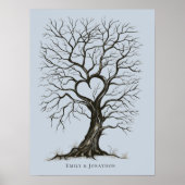 Dusty Blue Thumb Print Tree Wedding Gastenboek (Voorkant)