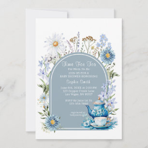 Dusty Blue Time voor Tea Baby shower Kaart