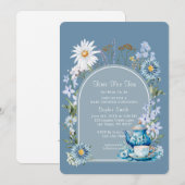 Dusty Blue Time voor Tea Baby shower Kaart (Voorkant / Achterkant)